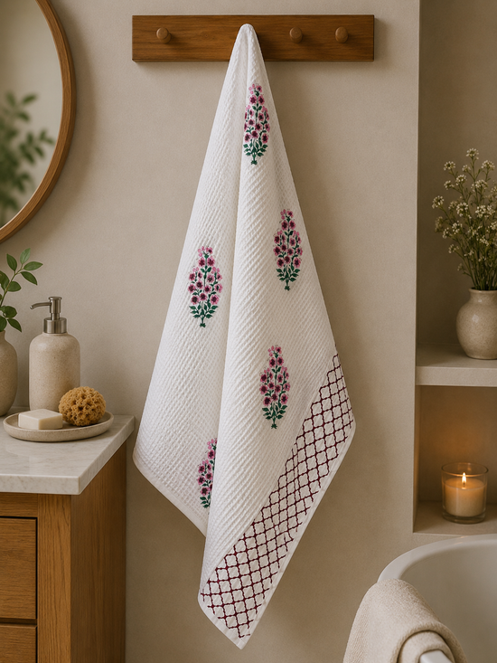 Bloom Trellis Waffle Weave Bath Towel