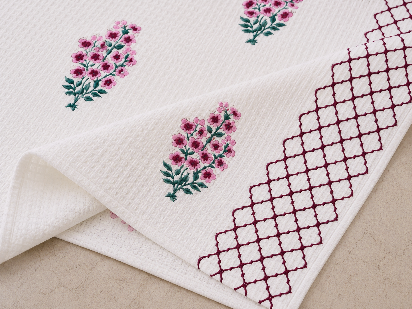 Bloom Trellis Waffle Weave Bath Towel