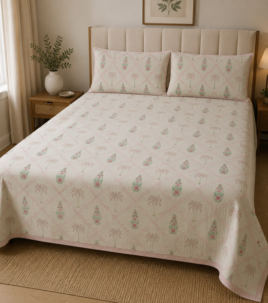 Gulbahar Palm Cotton  Bedsheet / Bed cover