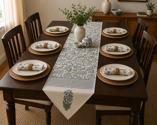 Blue Fern Table Runner