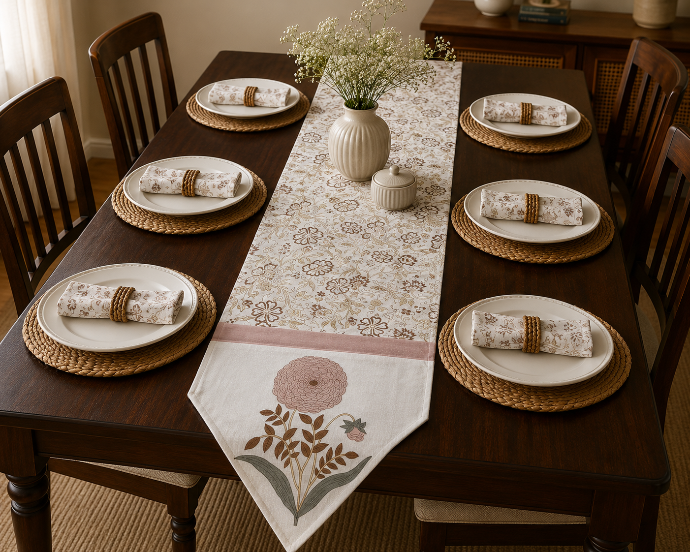 Roselle Bloom Table Runner