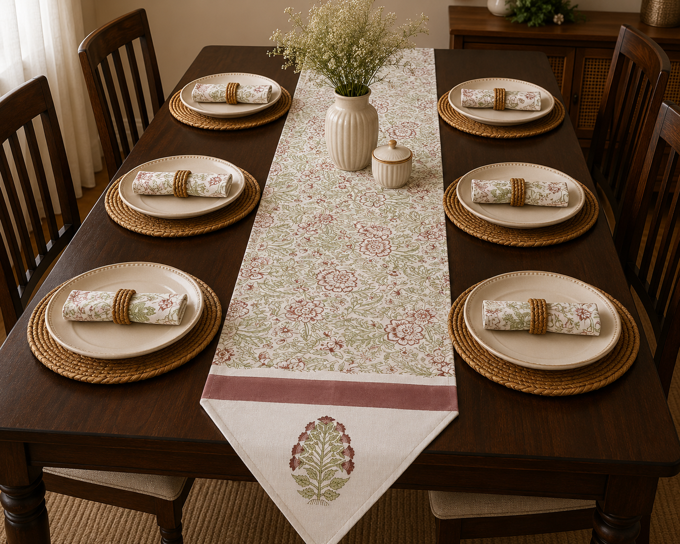 Rosewood Bloom Table Runner