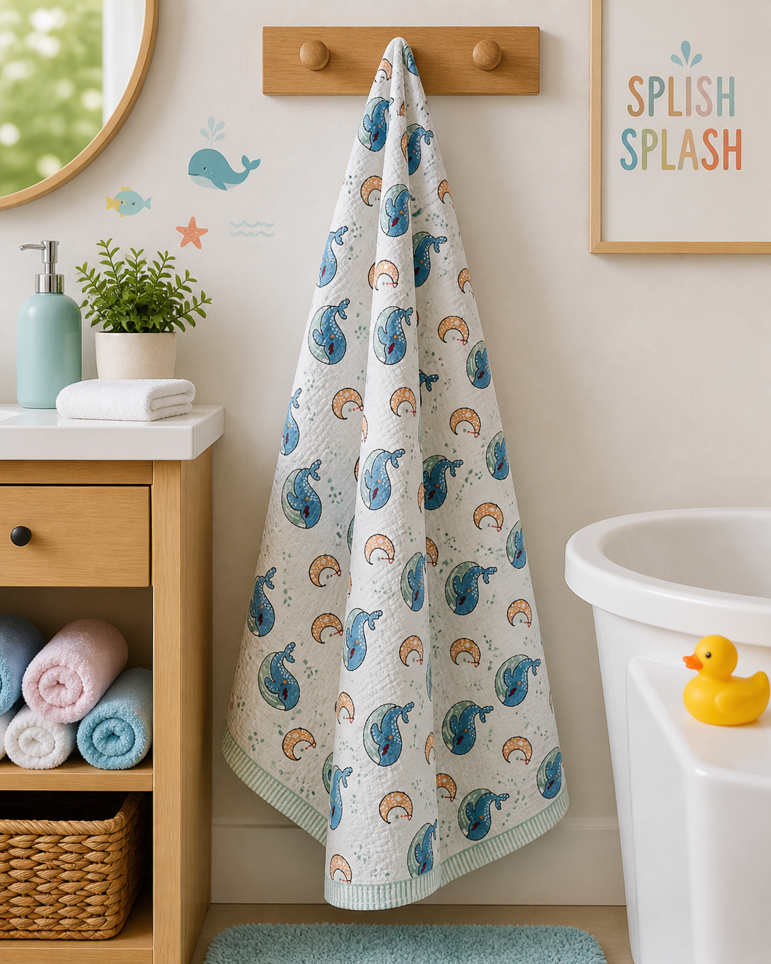 Little Waves Kids Waffle Bath Towel