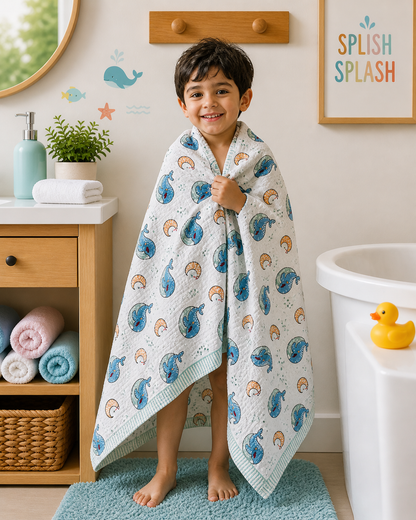 Little Waves Kids Waffle Bath Towel