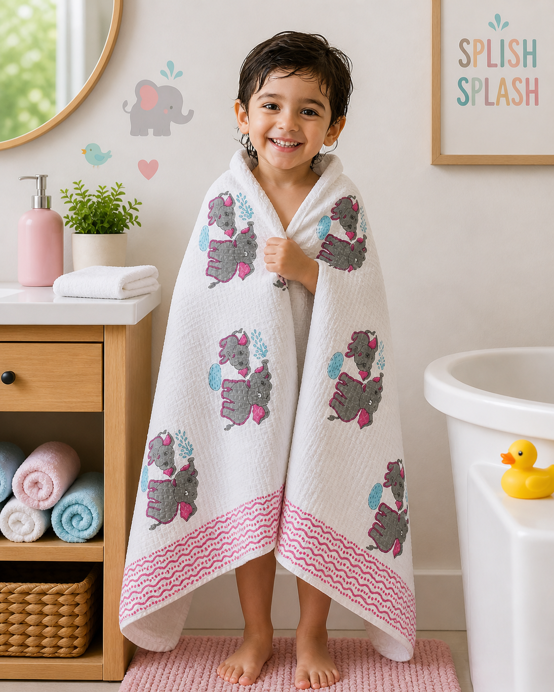 Little Elephant Tales Kids Waffle Bath Towel
