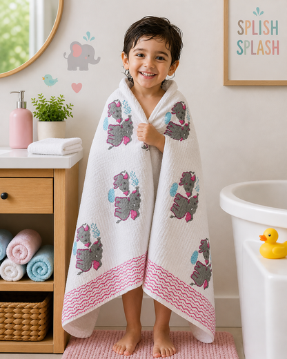 Little Elephant Tales Kids Waffle Bath Towel