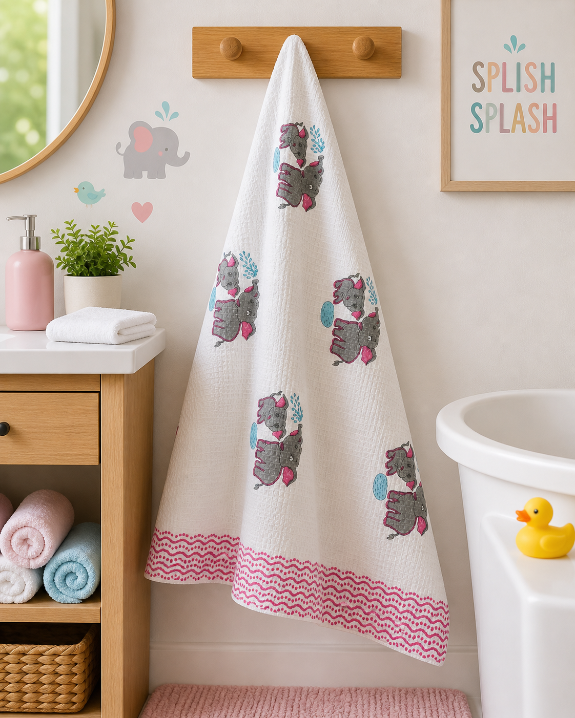Little Elephant Tales Kids Waffle Bath Towel