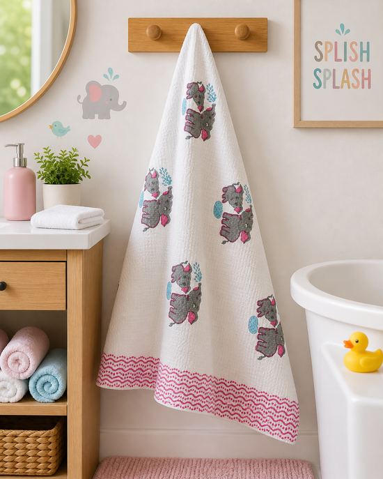 Little Elephant Tales Kids Waffle Bath Towel