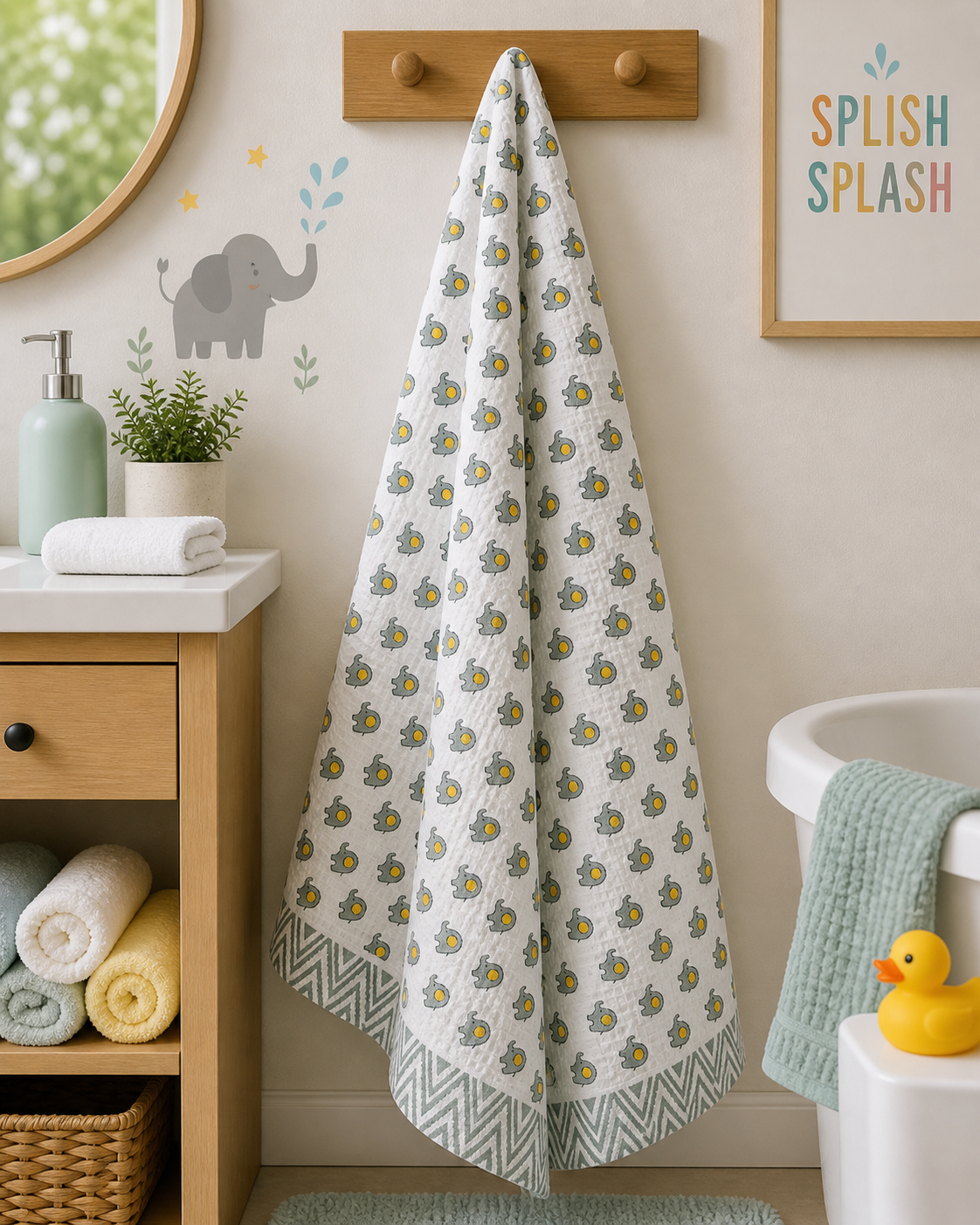 Playtime Prints Kids Waffle Bath Towel