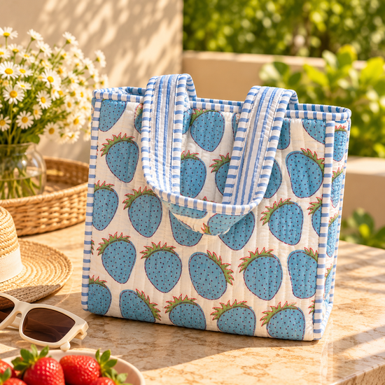 Blue Berry Garden Small Tote Bag