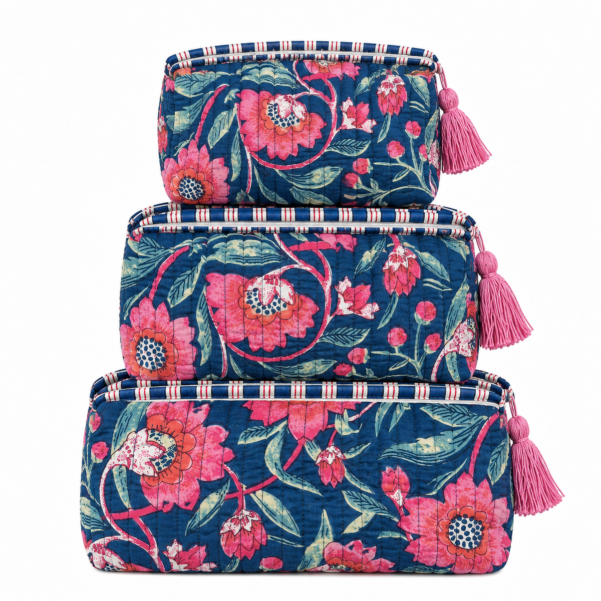 Saphhire Bloom Travel Pouches Set (Set of 3)