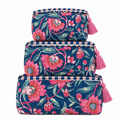 Saphhire Bloom Travel Pouches Set (Set of 3)