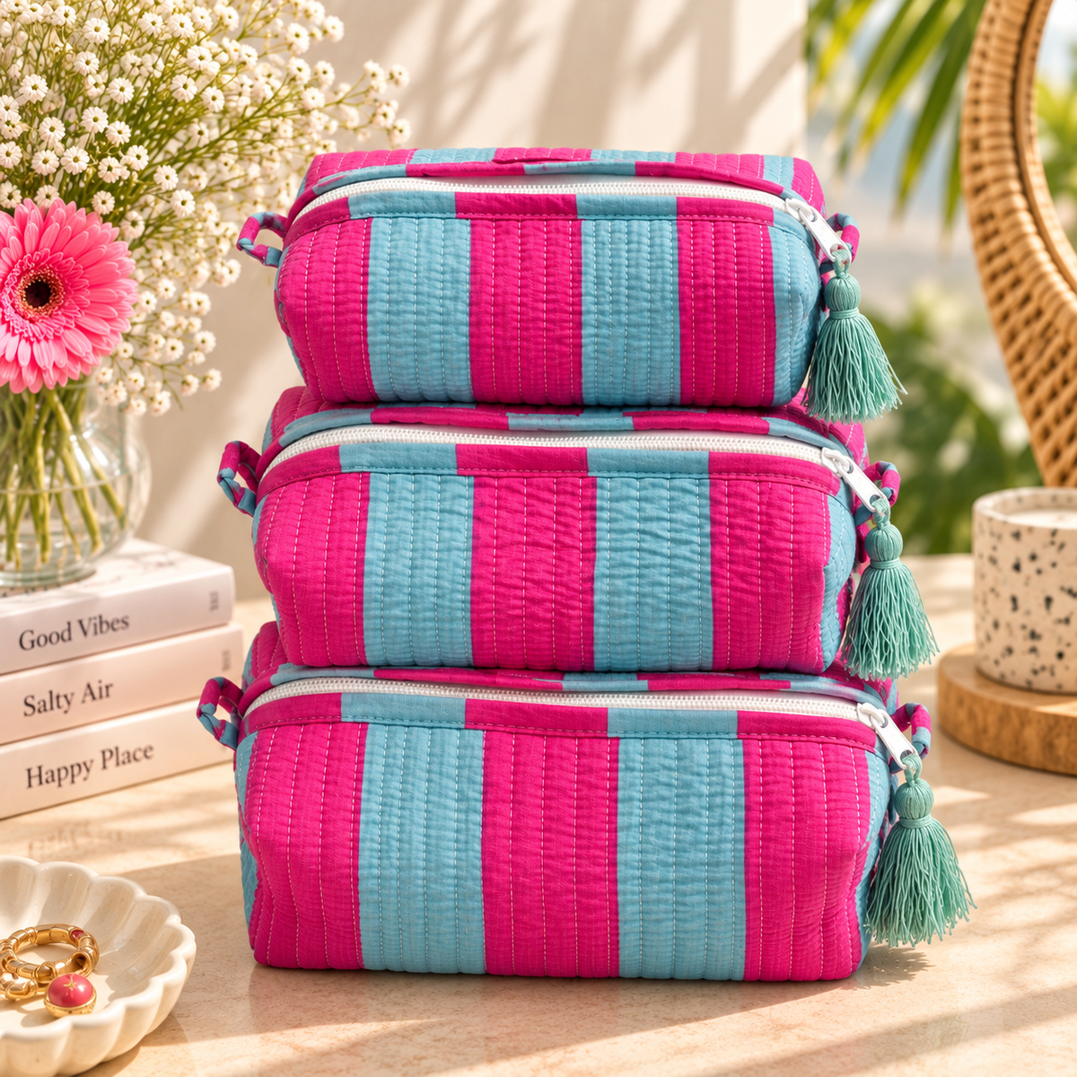 Pink Lagoon Travel Pouches – Set of 3