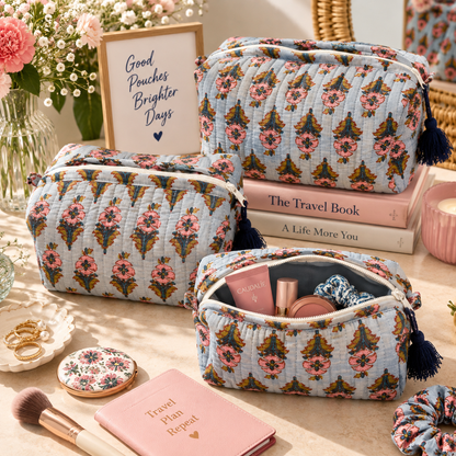 Bluebell Bloom Travel Pouches – Set of 3