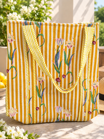 Sunlit Bloom Quilted Tote Bag