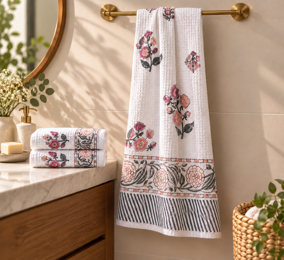 Gulbahar Waffle Bath Towel Set