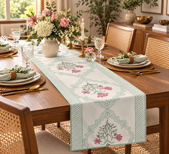 Mint Blossom Table Runner