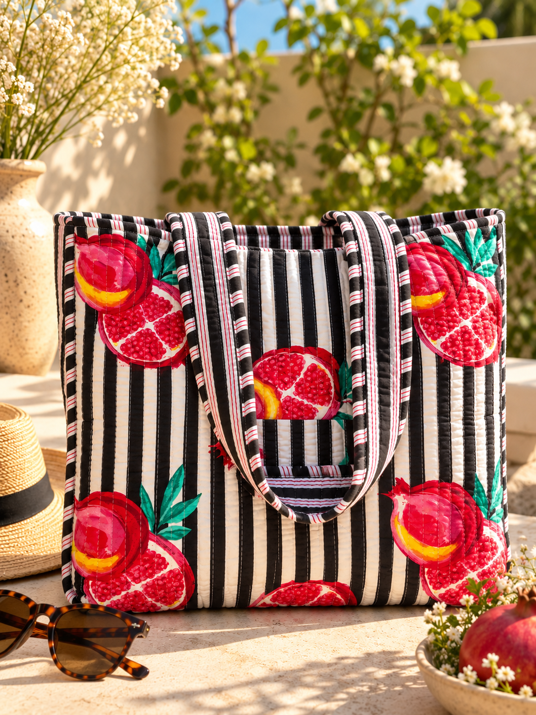 Anar Noir Quilted Medium Tote Bag