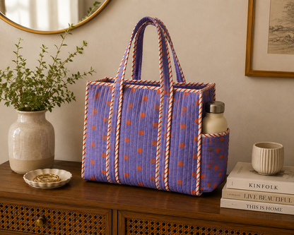 Berry Dot Quilted Medium Size Tote Bag