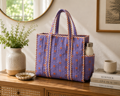 Berry Dot Quilted Medium Size Tote Bag