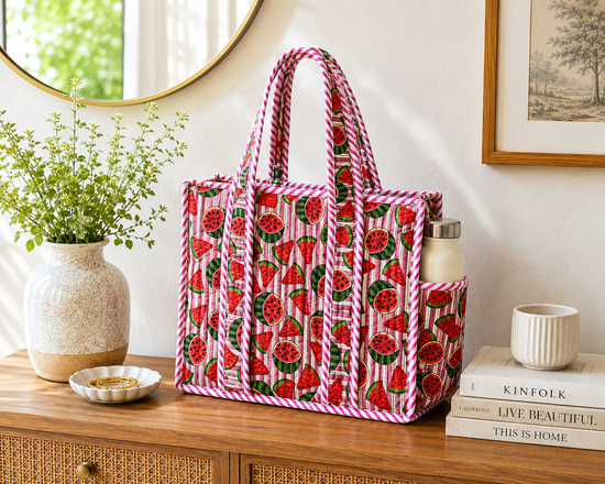 Watermelon Picnic Quilted Medium Tote Bag