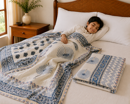Indigo Fern  Reversible Dohar Set (Set of 2)