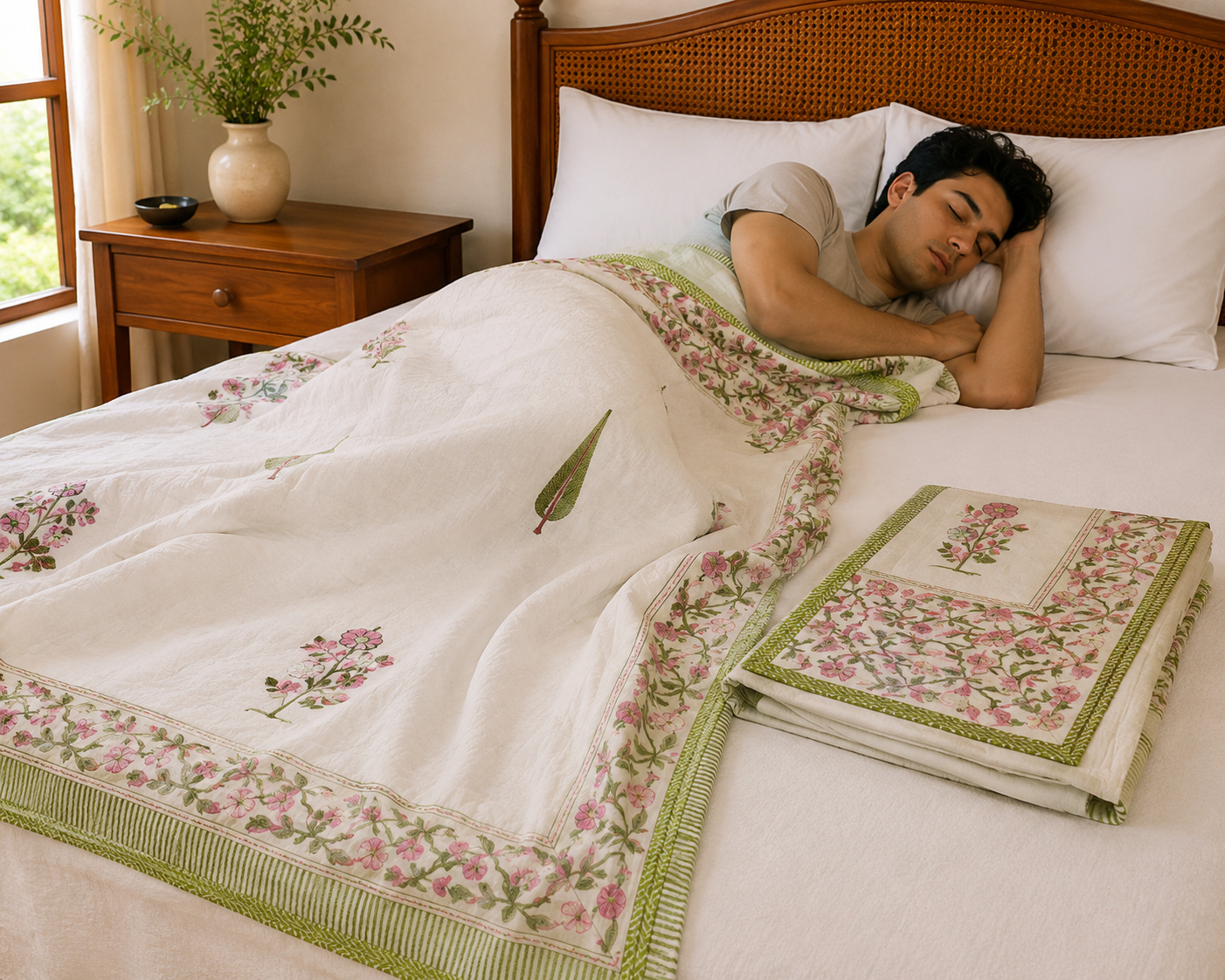 Blush Blossom Reversible Dohar Set (Set of 2)