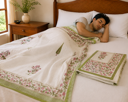 Blush Blossom Reversible Dohar Set (Set of 2)