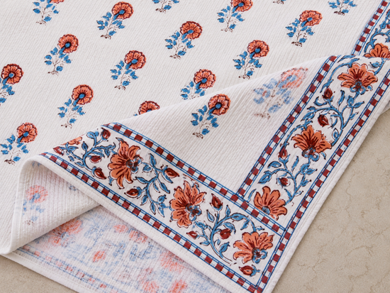 Coral Bloom Waffle Weave Bath Towel