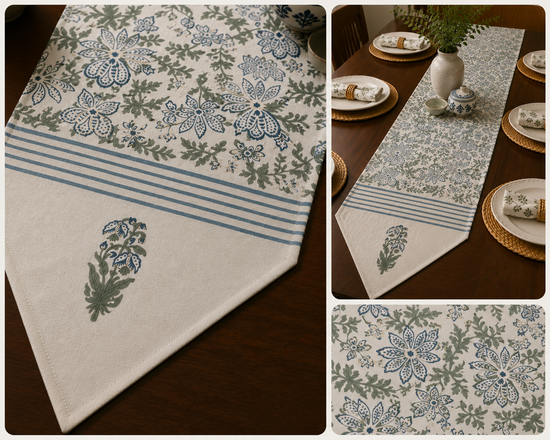 Blue Fern Table Runner