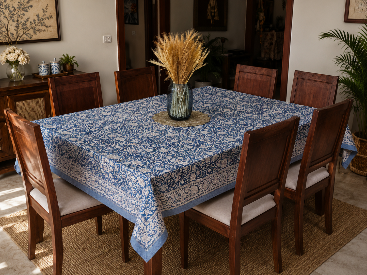 Blue Blossom Table Cover