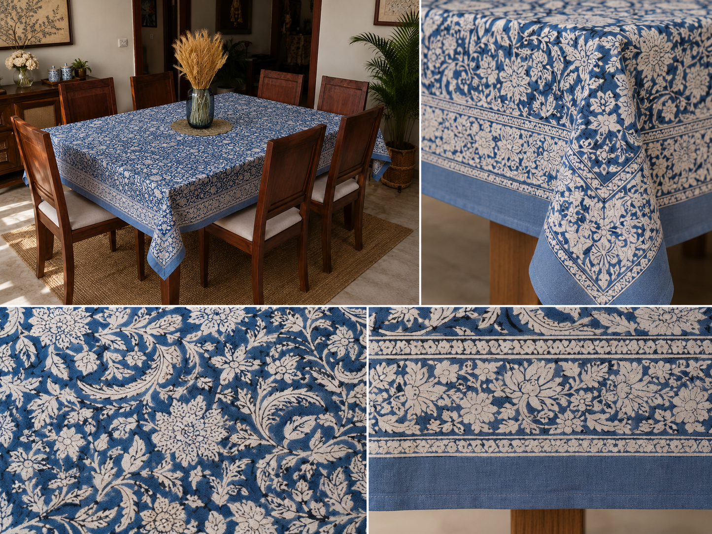Blue Blossom Table Cover