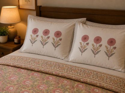 Blush Flora Cotton Bedsheet