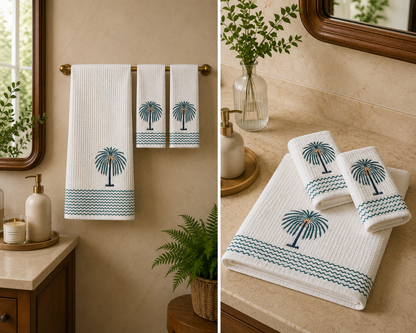 Palm Breeze Waffle Towel Set