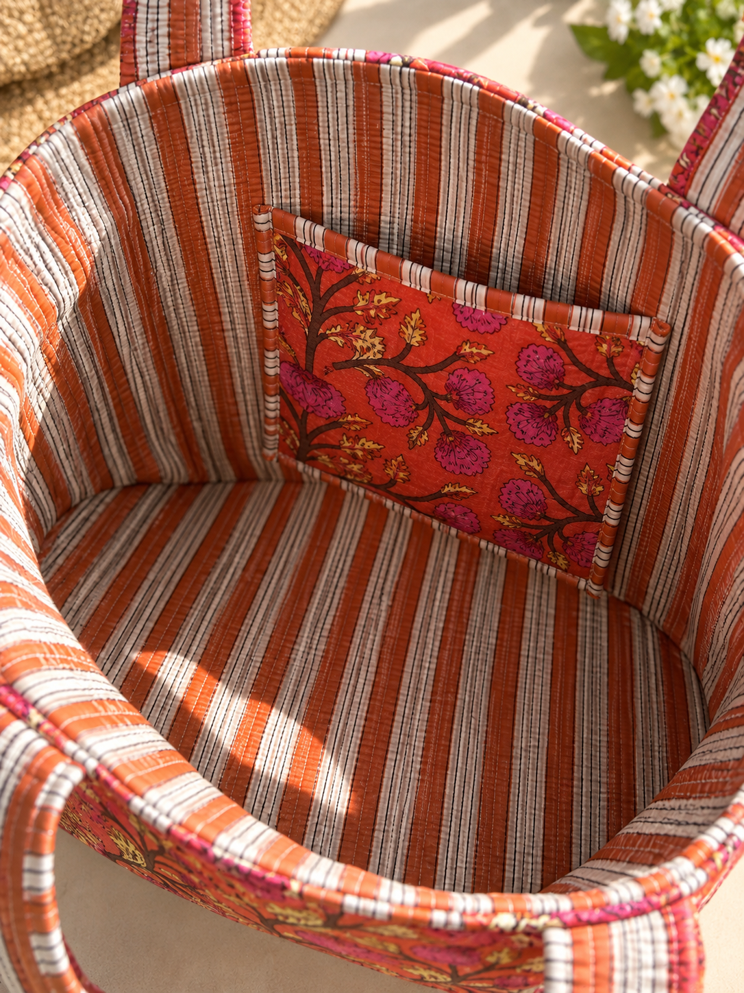 Rose Bloom  Quilted Tote Bag