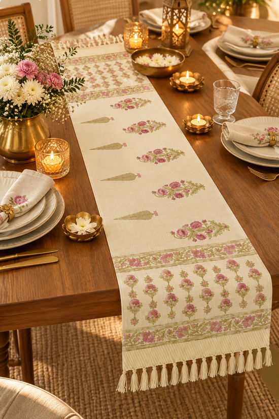 Gulabi Bagh Handblock Print Table Runner