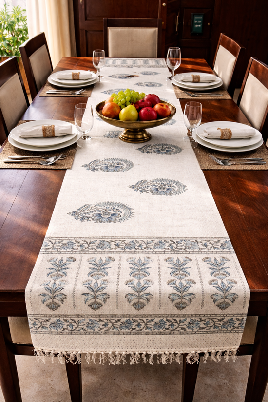 Neel Paisley Cotton Jute Table Runner