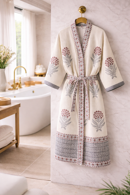 Serene Bloom Waffle Bath Robe