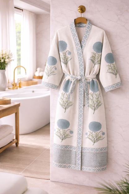 Sage Bloom Waffle Bath Robe
