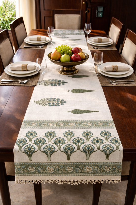 Botanical Azure Luxe Table Runner