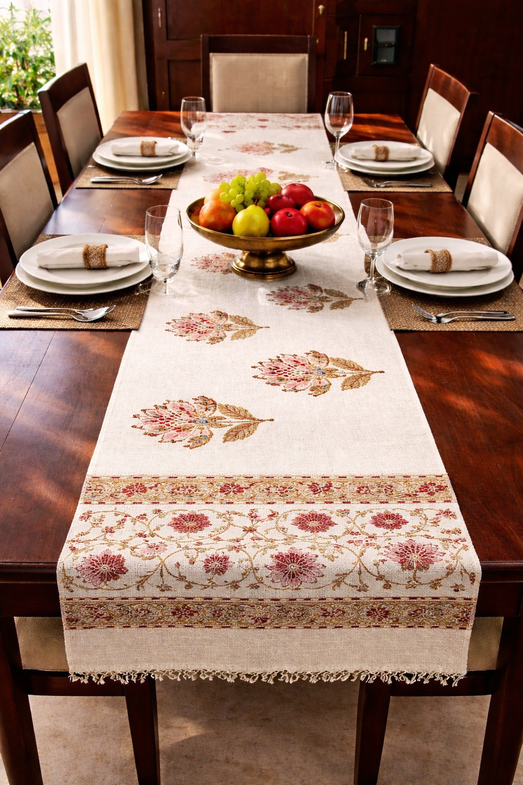 Crimson Bloom Table Runner