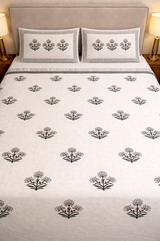 Charcoal Fern Classic Bedsheet / Bedcover