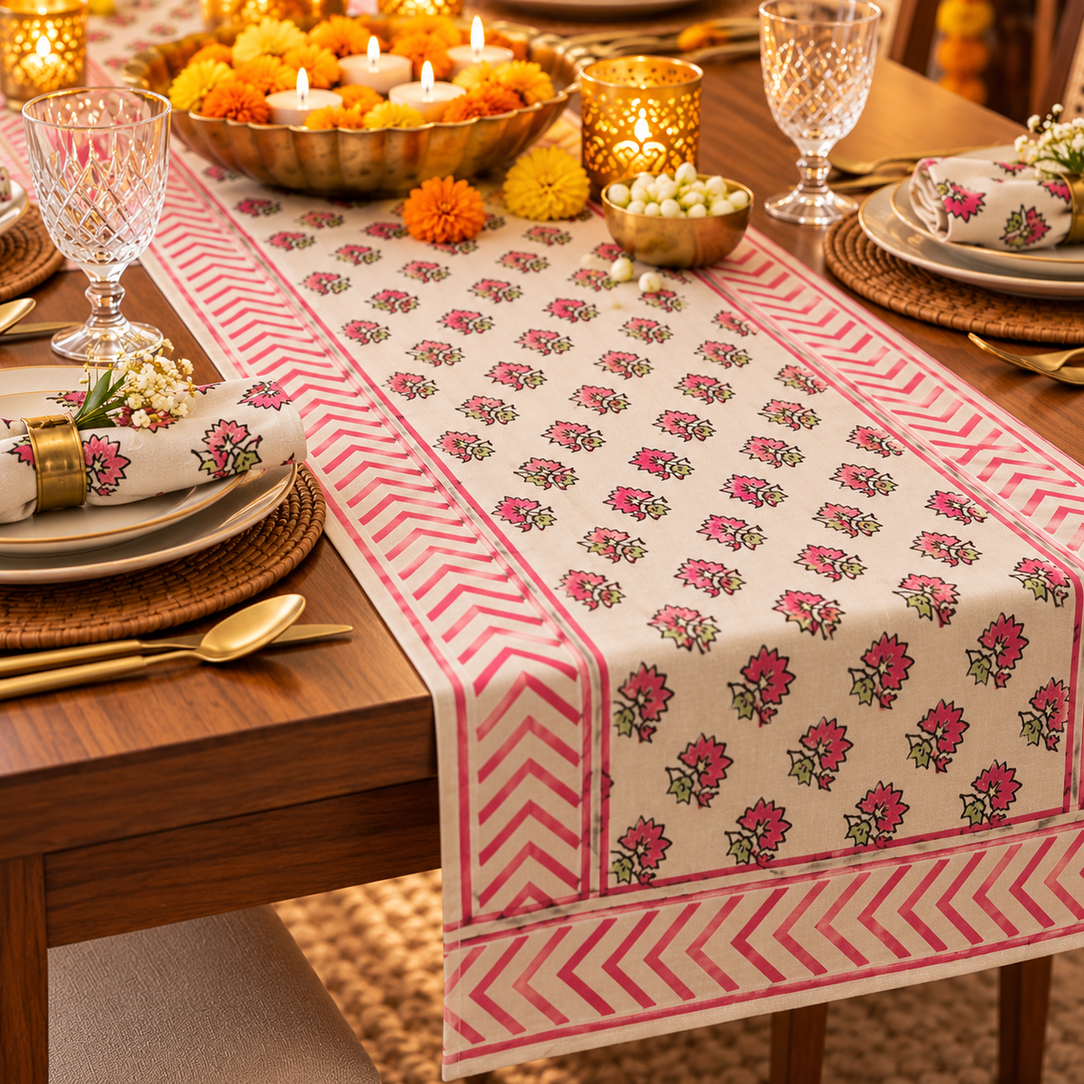 Gulabi Gulnaar Table Runner