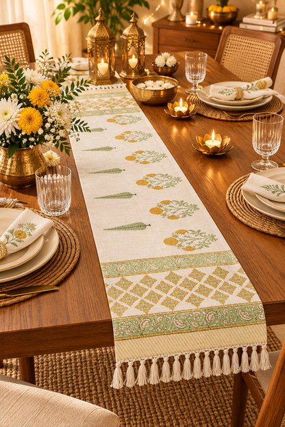 Kesariya Bagh Handblock Table Runner