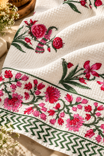 Gulabi Bagh Waffle Cotton Bath Towel