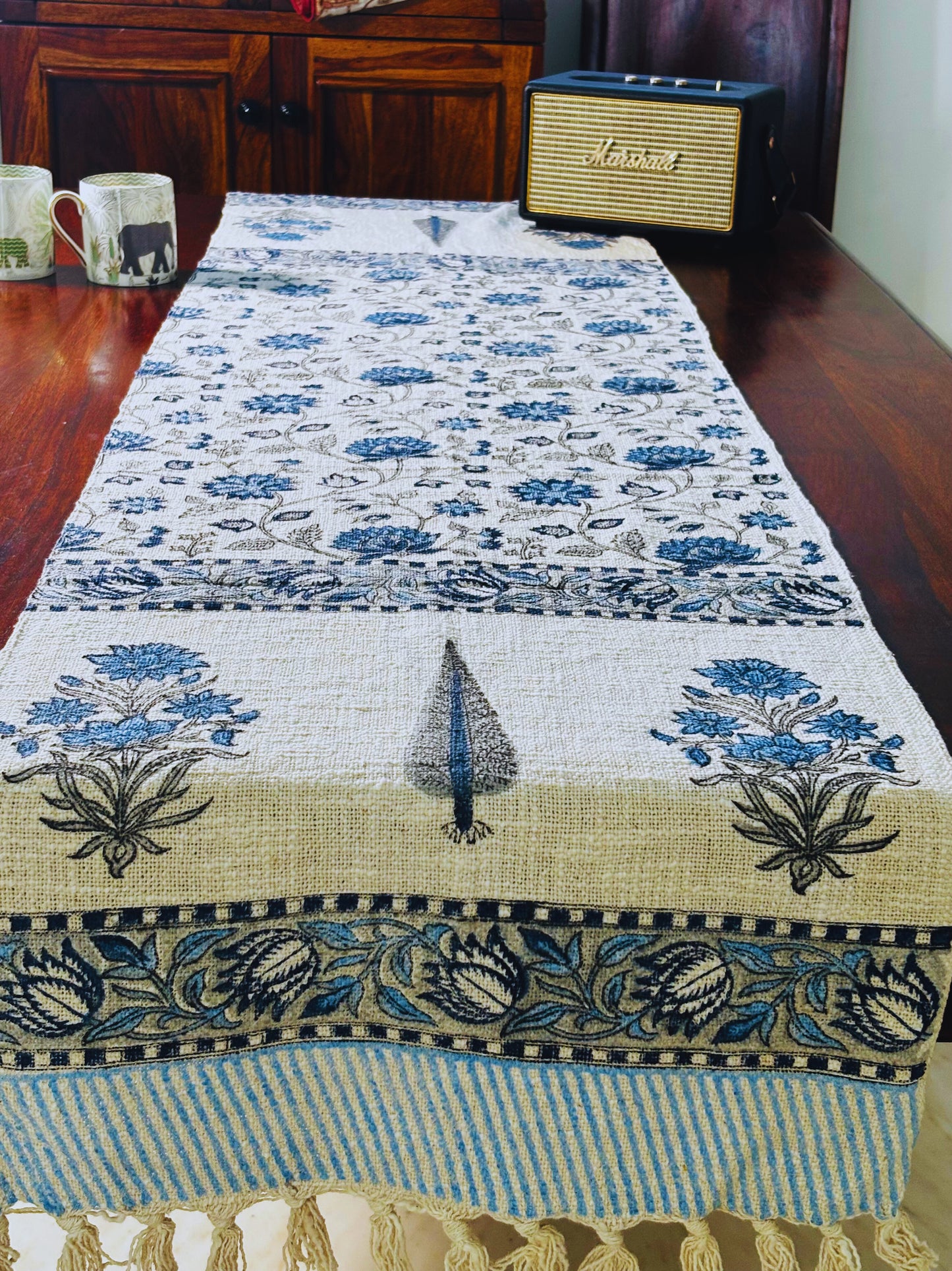 Indigo Jute Table Runner