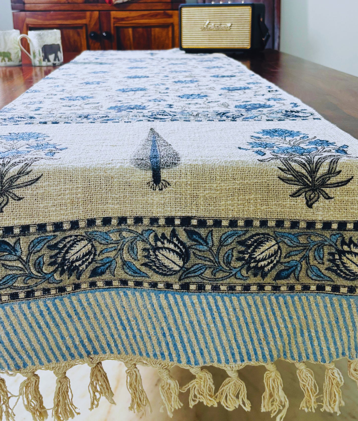Indigo Jute Table Runner