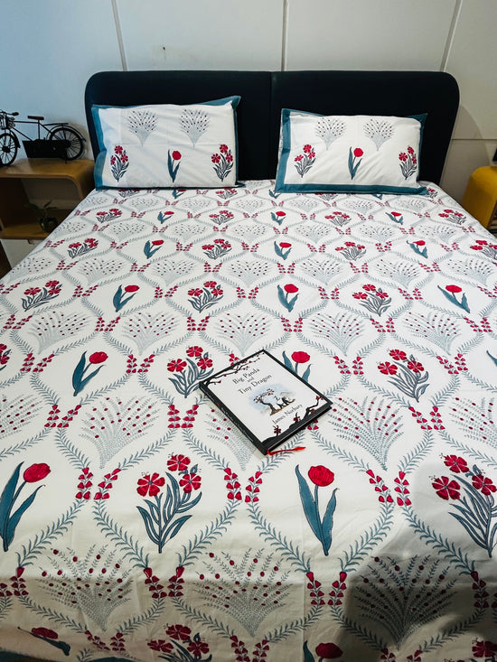 Crimson Blue Harmony Bedsheet