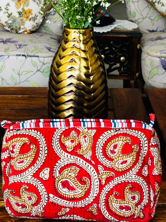 Travel Pouches - Crimson Floral Design