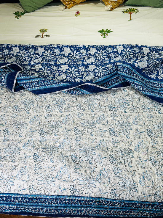 Indigo Floral  Quilt